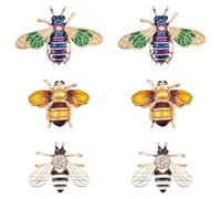 SUPERFINDINGS 6Pcs 3 Styles Honey Bee Brooch Alloy Enamel Insect Themed Lapel Pins Gold Tone Insect Themed Bee Brooch Metal Animal Brooches Pin for Mother's Day Valentine's Day Gift Jackets Dress