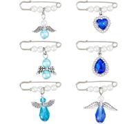 SUPERFINDINGS 6Pcs Angel Bouquet Charm Something Blue Gift for Bride Guardian Angel Bridal Charm Memorial Wedding Bouquet Charms for Wedding Memory Gifts in Memory of Mom or Dad
