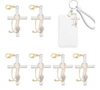 SUPERFINDINGS 6Pcs Cross with Stethoscope Charm Alloy Nurse ID Holder Charm 5.5cm Gold Medical Badge Reel Accessory Healthcare Worker Gift for Doctor CNA LPN RT Nursing