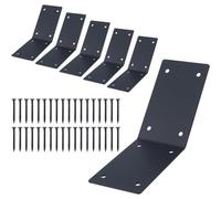 SUPERFINDINGS 6Pcs Flush Inside 45-Degree Angle Bracket 9.3x3Inch/23.6x7.6cm Iron 8 Hole Corner Brace Connector with 48 Screws Black Angle Knee Braces for Fixing Furniture Wood Post Pergola Lumber