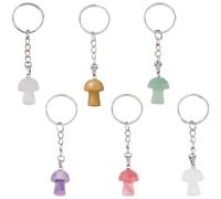 SUPERFINDINGS 6pcs Mushroom Keychain Set - 6 Styles, Mushroom Charm Design, Mixed Stone, Unisex-Adults, Metallic Color Family