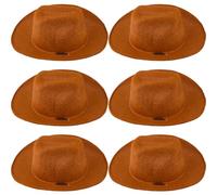 SUPERFINDINGS 6Pcs Pet Dog Cowboy Hat 14.7x12cm Adjustable Pet Cat Cowboy Hat Non-woven Fabrics Mini Western Hats for Party Cosplay Christmas Halloween Costumes for Small Pets Dogs Cats,Saddle Brown