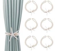 SUPERFINDINGS 6PCS Starfish Curtain Tiebacks 19.88Inch/50.5cm Beach Curtain Tiebacks Handmade Jute Cotton Woven Rope Coastal Nautical Holdbacks For Heavy Drapes Living Room Bedroom Beach Theme Windows