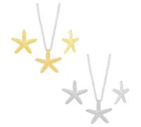 SUPERFINDINGS 6Pcs Starfish Necklace Earring 2 Colors Summer Beach Large Starfish Earrings Big Starfish Choker Necklace Rope Pendant Necklace Earrings Set Boho Stud Star Earrings for Women Ladies
