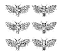 SUPERFINDINGS 6Pcs Vintage Moth Brooch Death's Head Hawkmoth Brooch Gothic Alloy Lapel Pins Antique Plated Pin for Backpack Clothes Jewelry Accessory Gift for Women Men, 26x51.5mm, Metal, no gemstone