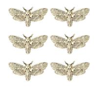 SUPERFINDINGS 6Pcs Vintage Moth Brooch Death's Head Hawkmoth Gothic brooches Gothic Alloy Lapel Pins Antique Gold Skull Head Moth Pins for Women Men Backpack Clothes
