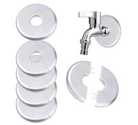 SUPERFINDINGS 6Pcs Wall Split Flange 22mm Buckle Design Plumbing Cover Plates Self-Adhesive Escutcheon Plate ABS Pipe Flange Cover for Dia Pipe Faucet Bathroom Kitchen Toilet(Silver)