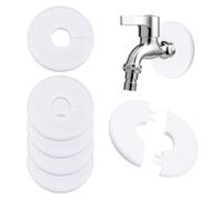 SUPERFINDINGS 6Pcs Wall Split Flange 22mm Buckle Design Plumbing Cover Plates Self-Adhesive Escutcheon Plate ABS Pipe Flange Cover for Dia Pipe Faucet Bathroom Kitchen Toilet(White)