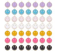 SUPERFINDINGS 70Pcs 7 Colors Smile Face Charms Pendants Alloy Enamel Charms with Smile 19x16mm Light Gold Happy Face Enamel Dangle Charms for Jewelry Making