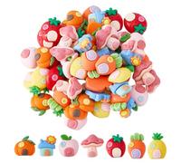 SUPERFINDINGS 70Pcs 7 Styles Cute Resin Flat Cabochons Embellishment Imitation Carrot Pineapple Mushroom Flatback Pumpkin House Cabochons for DIY Scrapbooking Embellishment Crafts Hair Accessories