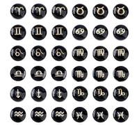 SUPERFINDINGS 72 Pcs 12 Styles Black Constellations Beads 8mm Flat Round Constellation Theme Polymer Clay Beads Spacer Loose Bead for Necklace Bracelet Jewelry Craft Making Accessories Hole: 0.9mm