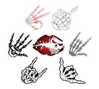 SUPERFINDINGS 7Styles Skeleton Hand Car Stickers Middle Finger Red Lips Automotive Decals Rock On Vinyl Bumper Stickers Skull Bone OK Gesture Funny Laptop Stickers for Trucks Windows Decoration