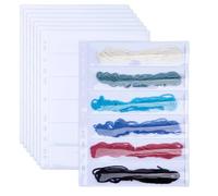 SUPERFINDINGS 8 Pack Binder Page for Embroidery Floss Cross Stitch 6 Grids Sewing Organizer 20x4.6cm Floss Organizers Bags Portable White PVC Thread Holder for DIY Craft Embroidery Sewing Storage