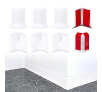 SUPERFINDINGS 8 Pcs Self Adhesive Baseboard Corner Blocks 4 Inside+4 Outside Corners White PVC Corner Connector Between The Wall Base Cove Base Rubber Moulding Trim for Wall and Furniture Protection