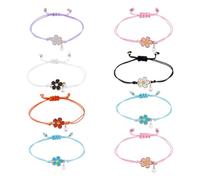 SUPERFINDINGS 8 Pieces Matching Flower Best Friend Bracelet Beautiful Friendship Bracelets with Pearl Pendants Alloy Adjustable Distance Bracelet Birthday Gifts for Women s Daughter Niece
