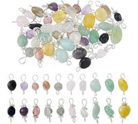 SUPERFINDINGS 80Pcs 10 Colors Natural Gemstone Connector Charms Chakra Mixed Stone Link Charms Crystal Link Connectors 2 Styles Loop Gemstone Quartz Crystal Pendant Charm for Jewelry Making
