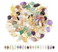 SUPERFINDINGS 80Pcs 20 Style Gemstone Connector Charms Quartz Crystal Charms Connectors Irregular Oval Link Connector Charm for Necklace Bracelet Earring Keychain Jewelry Making