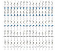 SUPERFINDINGS 80Pcs 5 Styles Angel Pearl Keychains Blue Angel Wing Favor Charms Beads Fairy Dangle Charms with Alloy Swivel Clasps Hook for Bag Purse Key Holders 5.3cm~6.3cm