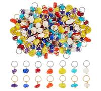 SUPERFINDINGS 84Pcs 14Style Natural Stone Pendants Nuggets Gemstone Charms Crystal Stone Charm Pendant with Stainless Steel Golden & Silver Jump Ring for Necklace Bracelet, 12mm