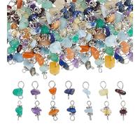 SUPERFINDINGS 84Pcs 7 Colors Gemstone Chip Charms Natural Stone Link Charms Connector Antique Silver Stone Charm DIY Jewelry Making for Necklaces Bracelets Anklets