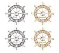 SUPERFINDINGS 8Pcs 2 Colors Boat Anchor Rudder Brooch Rhinestone Anchor Rudder Brooch Pins Alloy Crystal Safety Broochpin Rotating Series Brooches Jewelry for Woman Wedding Backpack Clothes