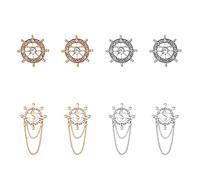 SUPERFINDINGS 8Pcs 2 Style 2 Color Anchor Nautical Brooch Crystal Rhinestone Safety Pin Sailor Style Label Pin Steering Badges Vintage Suit Decaration for Man Woman Wedding Party