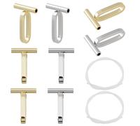 SUPERFINDINGS 8Pcs 2Colors Alloy Pin to Pendant Converter Brooch Charms Converters for Necklace Platinum & Light Gold Brooch with Siliconetube Hose DIY, Hole: 1.4mm
