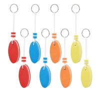 SUPERFINDINGS 8Pcs 4 Colors Floating Keychain for Boat Keys 16.7cm Oval Float Key Ring Keychain EVA Keyring with Metal Rings for Boating Fishing Kite Surfing Sailing and Outdoor Sports