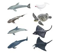 SUPERFINDINGS 8Pcs 8Styles PVC Marine Organism Display Resin Filler Ocean Animal 3D Realistic Simulation Model for Home Office Desktop Decoration, 5.25~7.6cm (Dolphin and Sea Turtles)