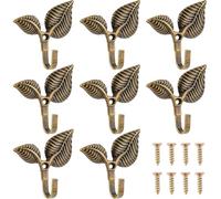 SUPERFINDINGS 8Pcs Iron Leaf Wall Hooks Decorative Wall Mounted Coat Hooks Vintage Iron Coat Hook for Hanging Hat Towel Key Caps Clothes Kitchen Antique Bronze