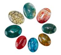SUPERFINDINGS 8Pcs Oval Gemstone Cabochons 30x22mm Natural Dragon Veins Flat Stones Veins Agate Cabochons No Hole Crystals Stone Beads for DIY Jewelry Craft Making