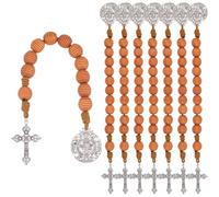 SUPERFINDINGS 8Pcs Wooden Rosary Beads with Saint Benedict Medal and Crucifix Pocket Rosarys Open Style One Decade Rosaries for Easter Baptism Spiritual jewelry Gift