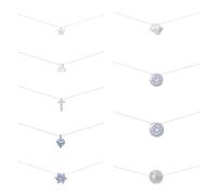 SUPERFINDINGS 9 Style Transparent Fishing Line Choker Necklaces Fashion Invisible Pendant Necklace Single Cross Star Cubic Zircon Pendant Choker Necklace Cute Jewelry for Commuting Party Travel