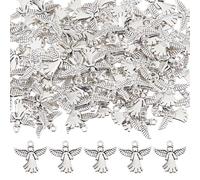 SUPERFINDINGS 90Pcs Angel Charms Antique Silver Guardian Angel Charms Tibetan Angels Wings Charm Alloy Wings Charm Bulk Tibetan Classical Pendants for DIY Jewelry Making
