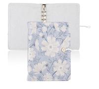 SUPERFINDINGS A5 Binder 6 Ring Refillable Cover Loose Leaf Personal Planner Cover with Button Blue Floral Notebook Binder for A5 Planner Inserts Refill Paper(No Refill Paper)