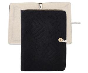 SUPERFINDINGS A5 Binder with 6 Rings Black Cloth Binder Cover Refillable Notebook Planner Cover for Address Pages A5 Planner Inserts