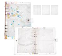 SUPERFINDINGS A5 Stickers Binder Organizer with 50 Sheets Binder Pockets Sticker Storage Display Book PVC Transparent Shell Collecting Sticker Album for Stickers,6 Ring