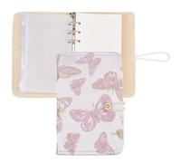 SUPERFINDINGS A6 Binder 6 Ring Refillable Journal Embroidery Butterfly Notebook Blue with 90Pcs Blank Papers and 10 PVC Zipper Pockets for Women Planner Binder Back to School Gift