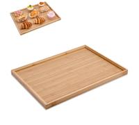 SUPERFINDINGS Bamboo Serving Platter Tray 30x42 cm Rectangular Wood Serving Platter Natural Multipurpose Wooden Tray Bamboo Cheese Board for Coffee Tea Fruit Plant Pot