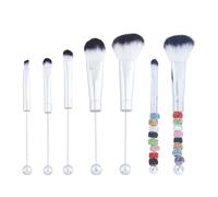 SUPERFINDINGS Beadable Makeup Brush Kit DIY Makeup Comestic Brushes Including 5Pcs Bruches and 48Pcs Rhinestone Beads for Woman Adults Sister Beaded Make Up Brush