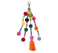SUPERFINDINGS Bohemian Colorful Pom Pom Keychains Handbag Purse Tassel Key Chain Ethnic Style Bag Charms Handmade Car Keyring Pompom Pendant for Bags Purses Backpacks Ornaments Decor, Length: 10.2"