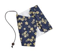 SUPERFINDINGS Book Sleeve A6 with Navy Cherry Blossom Protector - Portable Washable Fabric Cover for Paperback Novels 11.7x14.7cm