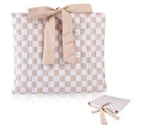 SUPERFINDINGS Bow Bible Sleeve Check Pattern Notebook Cover Case Dark Khaki Padded Cotton Book Pouch 11x12.6Inch/28x32cm Washable Quilted Bible Case with Bow for Women Christian Book Lover Gifts