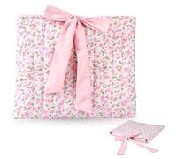 SUPERFINDINGS Bow Bible Sleeve Floral Notebook Cover Case Pink Padded Cotton Book Pouch 11x12.6Inch/28x32cm Washable Quilted Bible Case with Bow for Women Christian Book Lover Gifts