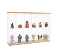 SUPERFINDINGS Clear Minifigures Display Case Acrylic Display Case with Black Base 2 Tier Showcase with 6 Grids Wall Mounted Storage Box for Dolls Building Block Minifigures 38x7x26cm