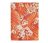 SUPERFINDINGS Decor Book Sleeve A5 Cloth Book Cover Orange Books Protector with Japanese Wave Pattern Washable Dust Cover Rectangle Scrapbook Cover for Paperback Notebook Diary,Unfold: 14.9x21.8cm