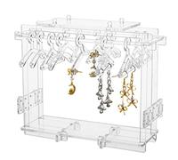 SUPERFINDINGS Earring Holder Rack Acrylic Earrings Display Earring Organizer Stand Transparent Jewelry Display Stand with 8pcs Coat Hangers for Women Girls