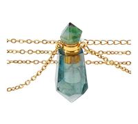 SUPERFINDINGS Essential Oil Diffuser Necklace Aromatherapy Diffuser Necklace Natural Fluorite Stone Perfume Bottle Pendant Hexagonal Pointed Perfume Bottle for Men Women Daily Focus Yoga Gifts