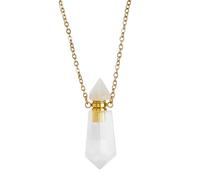 SUPERFINDINGS Essential Oil Diffuser Necklace Natural White Quartz Stone Perfume Bottle Pendant Valentines Day Gifts Gemstone Crystal Perfume Bottle Hexagonal Pointed Reiki Chakra Pendant