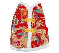 SUPERFINDINGS New Year Dog Costume Winter Dragon Knot Buttons Cheongsam Warm Polyester Pet Clothes Vest of The Tang Dynasty Christmas Coat Clothes for Teddy Bichon Small Medium Dogs 26.5x20x1cm